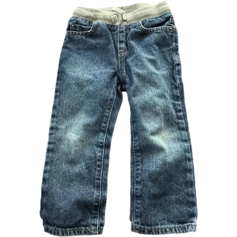 The Children's Place Boys Pull-On Denim Jeans 2T Blue Elastic Waist Cotton
